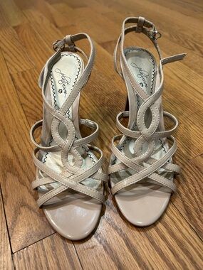 Nude Strappy Open-Toe Heel Sandal Platinum BP